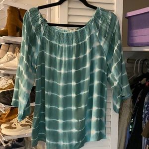 Lovestitch Aqua Tie-Dye Blouse NWT